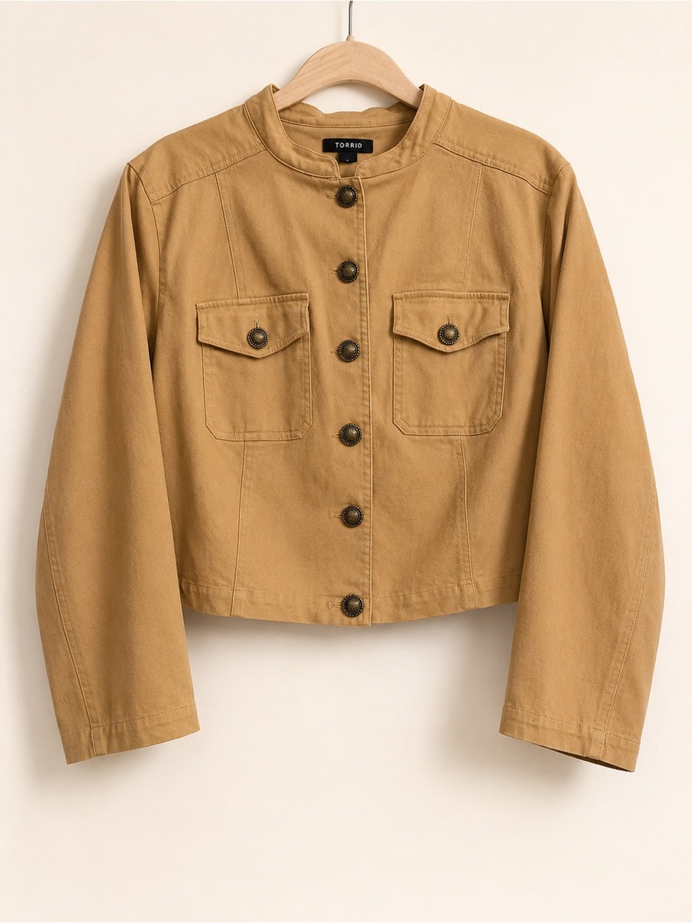 torrid Cropped Utility Jacket in Camel Tan